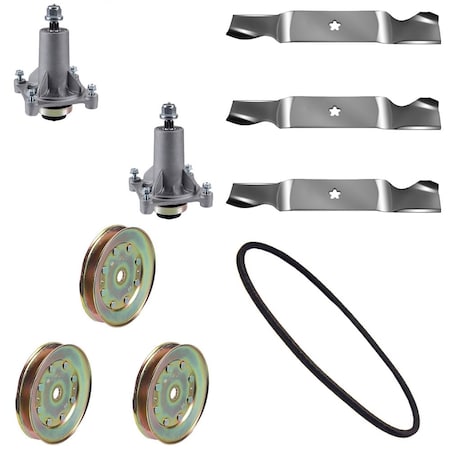 Aic Replacement Parts 54 Mower Deck Rebuild Kit Fits Husqvarna YTH 2454 Blades Spindles Pulleys 33155-SPINDLEPULLEY&BLADE